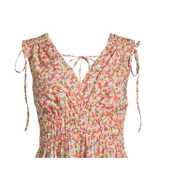 Time and Tru Womens V-Neck Smocked Midi Dress Ditsy Blush Sz XXXL (22) Pullover - Picture 3 of 6